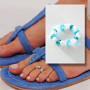 Free People Kleo Ring in Turquoise Pearl Toe Ring One Size Beach Bohemian Summer